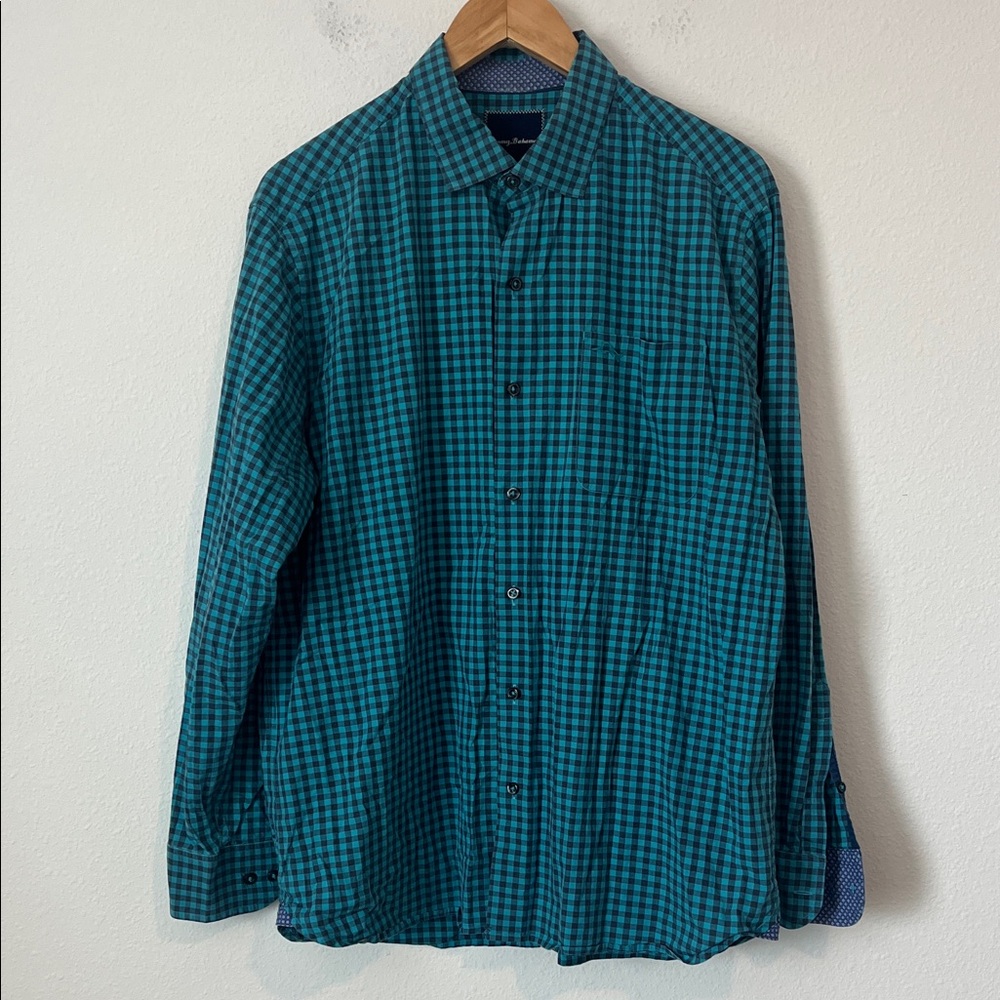 TOMMY BAHAMA Blue Plaid Long Sleeve Button Down Shirt